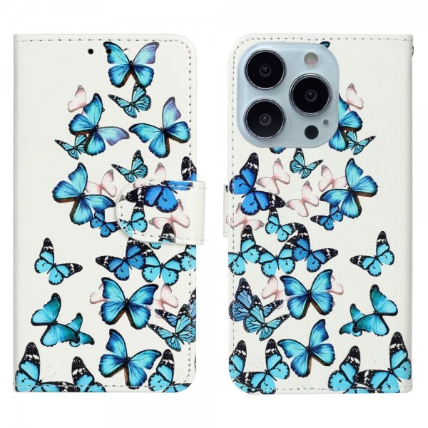 iPhone 13 Pro Etui Motiv Blå Sommerfugler