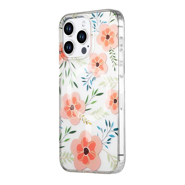 iPhone 13 Pro Max Deksel Blomstermønster MagSafe Rosa