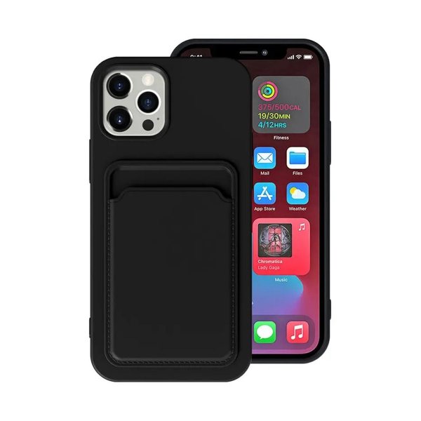 iPhone 13 Pro Max Deksel Kortholder Svart