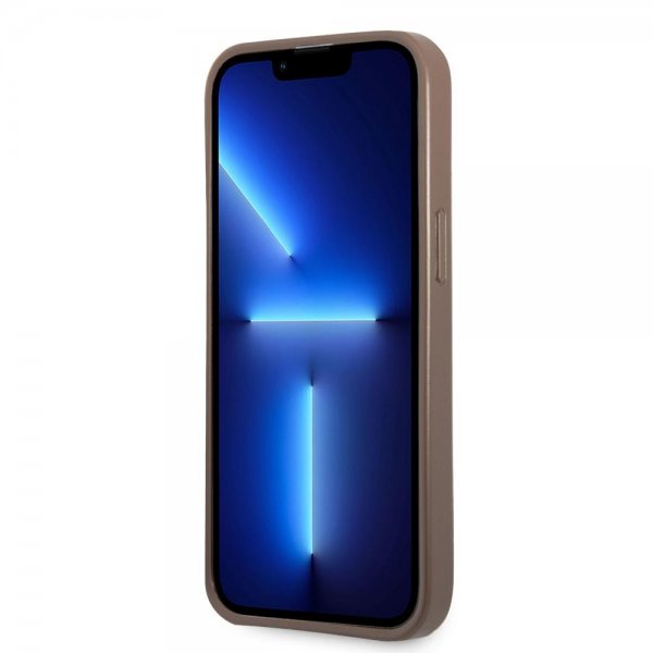 Guess iPhone 13 Pro Max Deksel Double Cardslot Metal Triangle Brun
