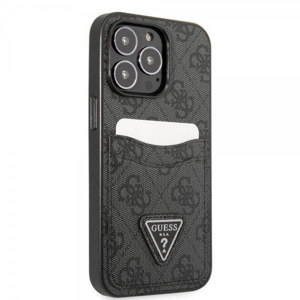 Guess iPhone 13 Pro Max Deksel Double Cardslot Metal Triangle Svart