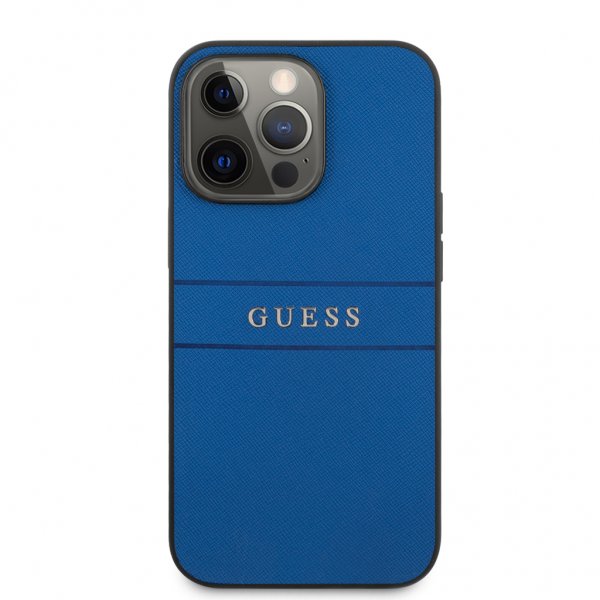 Guess iPhone 13 Pro Max Deksel Hot Stamp Metal Logo Blå