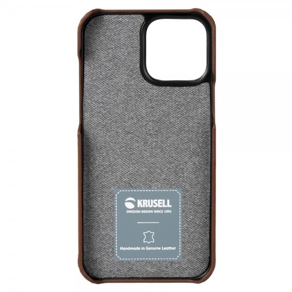 Krusell iPhone 13 Pro Max Deksel Leather CardCover Cognac Brown