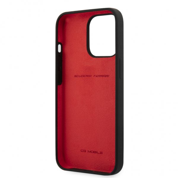 Ferrari iPhone 13 Pro Max Deksel Liquid Silicone Metal Logo Svart