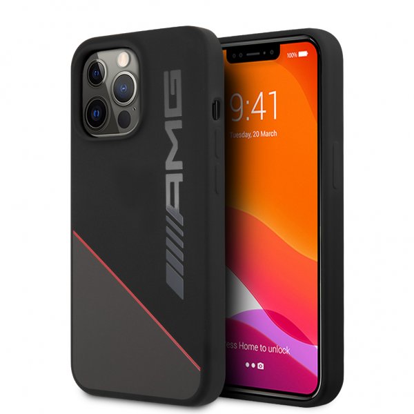 AMG iPhone 13 Pro Max Deksel Liquid Silicone Two Tone Svart