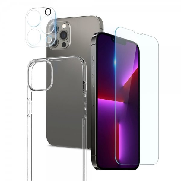 Northjo iPhone 13 Pro Max Deksel med Skjermbeskytter og Kamerabeskytter 3-i-1