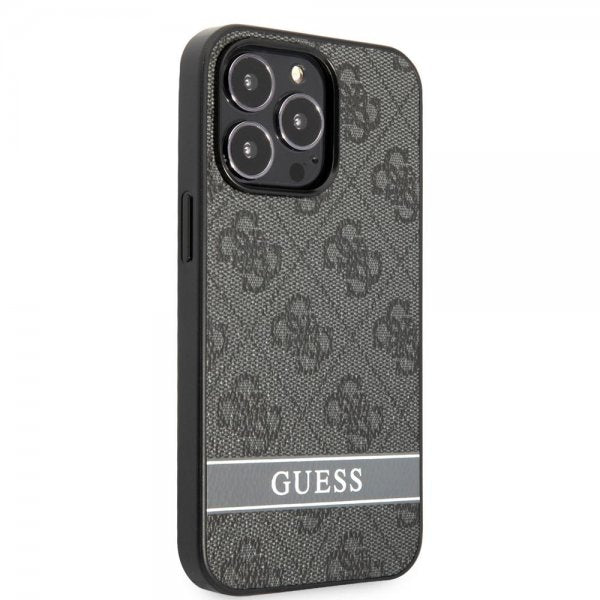 Guess iPhone 13 Pro Max Deksel Printed Stripe Bottom Grå