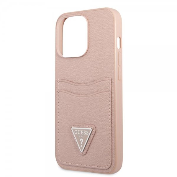 Guess iPhone 13 Pro Max Deksel Saffiano Double Cardslot Rosa