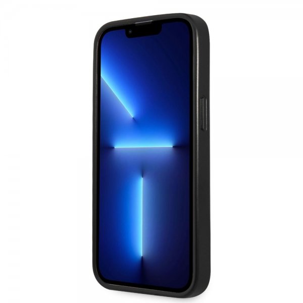 Guess iPhone 13 Pro Max Deksel Saffiano Metal Triangle Svart