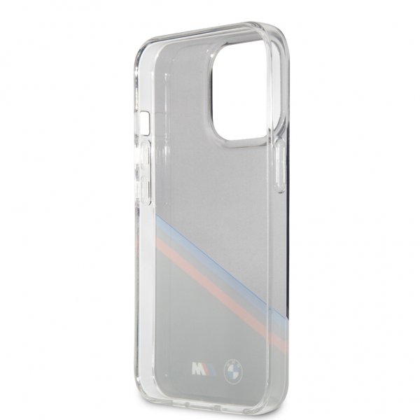 BMW iPhone 13 Pro Max Deksel Tricolor Stripe Transparent Svart