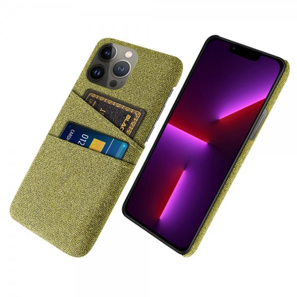iPhone 13 Pro Max Deksel To Kortlommer Stoff Gul