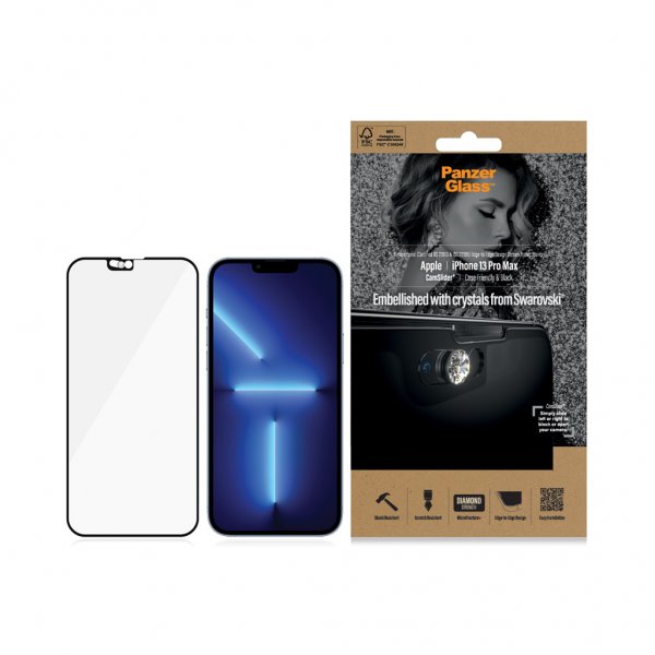 PanzerGlass iPhone 13 Pro Max Skjermbeskytter Edge-to-Edge Swarovski CamSlider