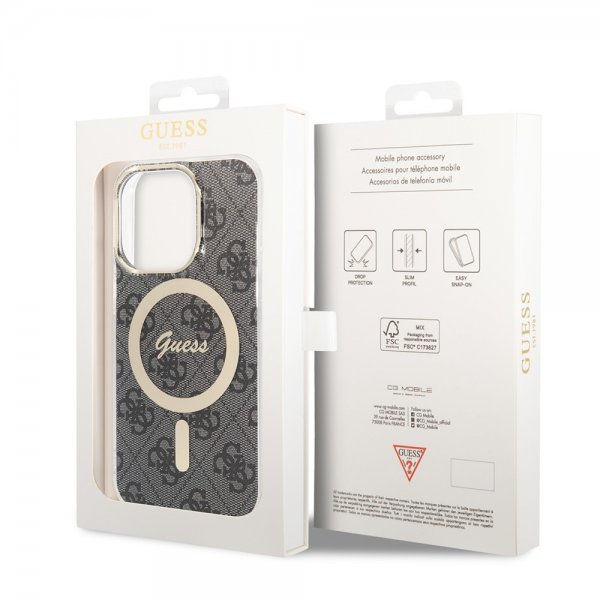 Guess iPhone 13 Pro Deksel 4G Pattern MagSafe Svart