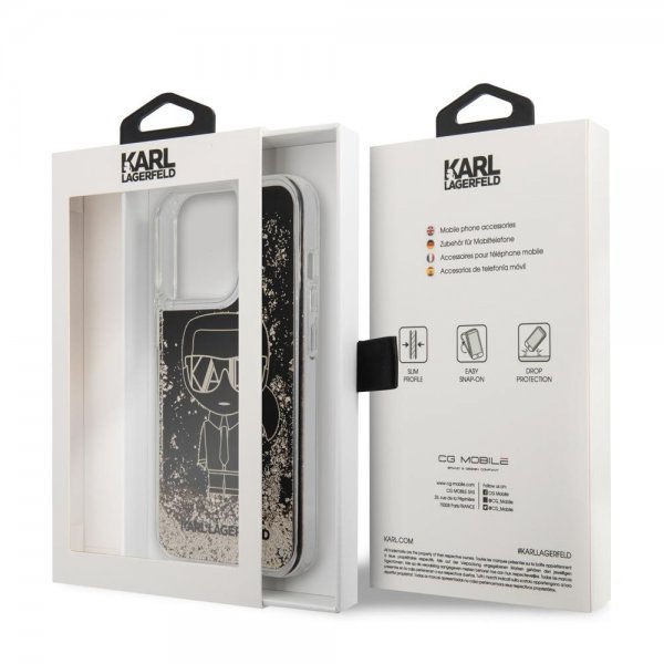 Karl Lagerfeld iPhone 13 Pro Deksel Liquid Glitter Gatsby Svart
