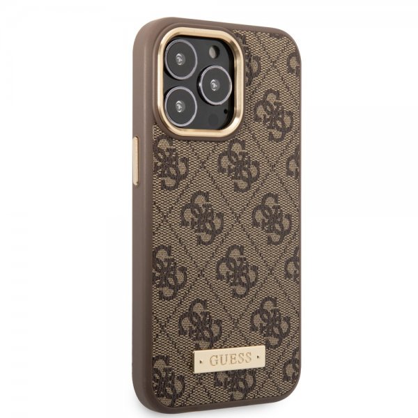 Guess iPhone 13 Pro Deksel Metal Plate Logo MagSafe Brun