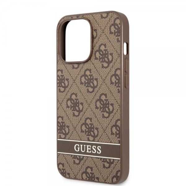 Guess iPhone 13 Pro Deksel Printed Stripe Bottom Brun