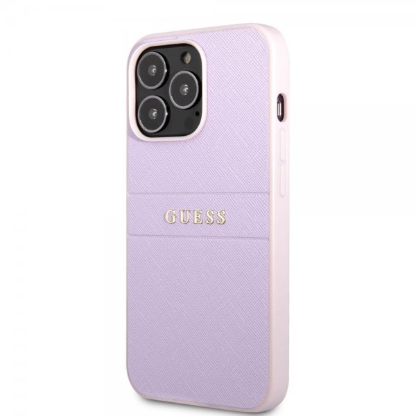 Guess iPhone 13 Pro Deksel Saffiano Metal Logo Lilla