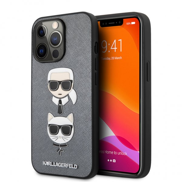 Karl Lagerfeld iPhone 13 Pro Deksel Saffiano Sølv