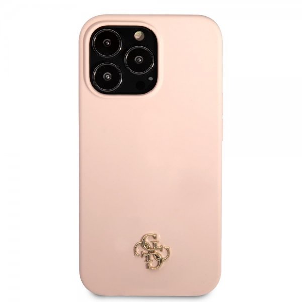 Guess iPhone 13 Pro Deksel Silicone Metal Logo 4G Light Pink