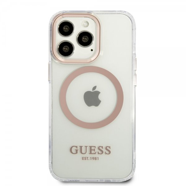 Guess iPhone 13 Pro Deksel Transparent MagSafe Gull Transparent