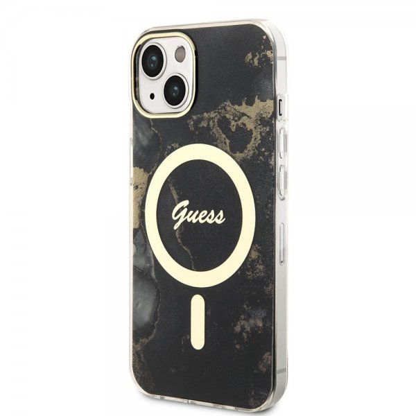 Guess iPhone 13 Deksel Golden Marble MagSafe Svart