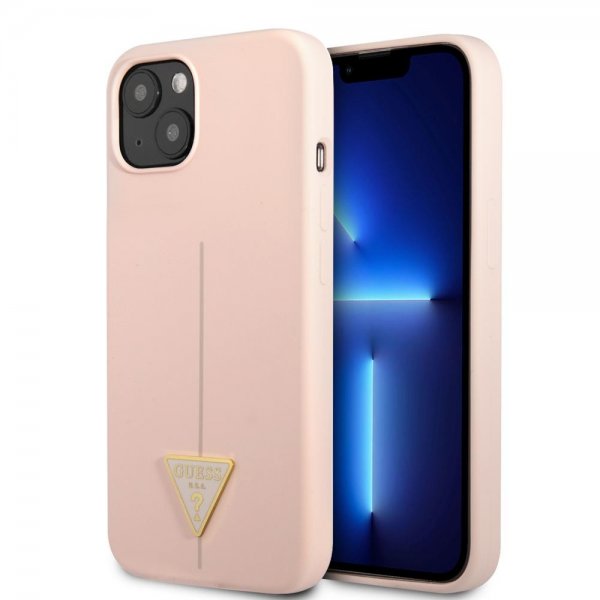 Guess iPhone 13 Deksel Metal Triangle Rosa