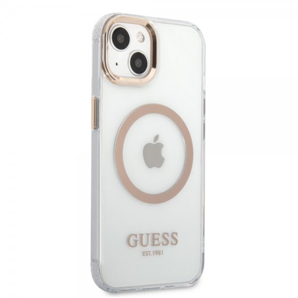Guess iPhone 13 Deksel Transparent MagSafe Gull Transparent