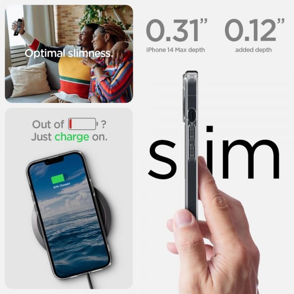 Spigen iPhone 14 Plus Deksel Crystal Hybrid MagFit Hvit
