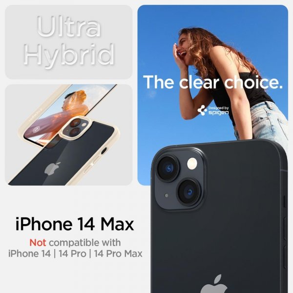 Spigen iPhone 14 Plus Deksel Crystal Hybrid Sand Beige