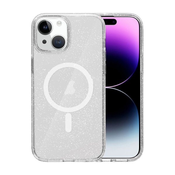 iPhone 14 Deksel Glitter Støtsikker Transparent