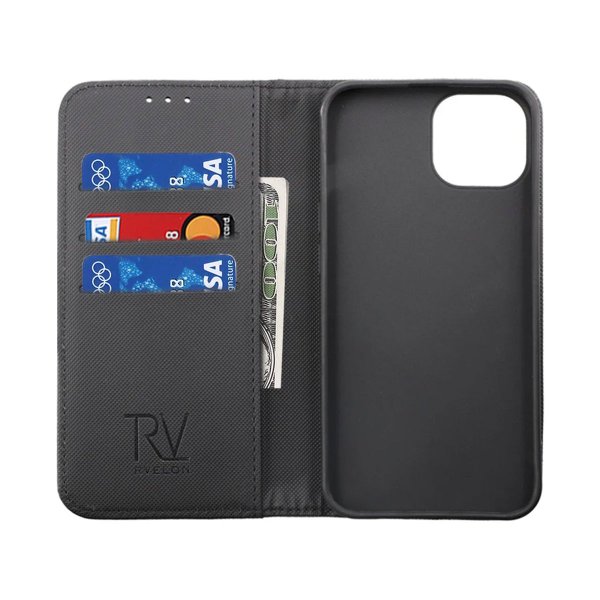 Rvelon iPhone 14 Etui Utbrettbar Kortlomme Svart