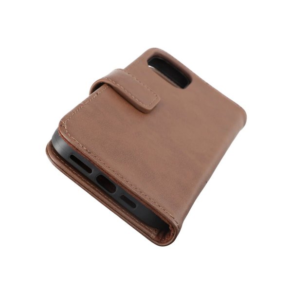 Rvelon iPhone 14 Etui Ekte skinn Kortlommer Brun