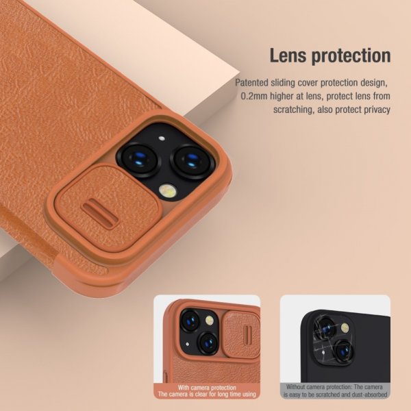 Nillkin iPhone 14 Plus Etui Qin Pro Series Brun