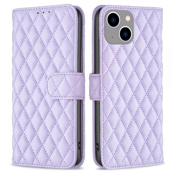 iPhone 14 Plus Etui Rombemønster Lilla