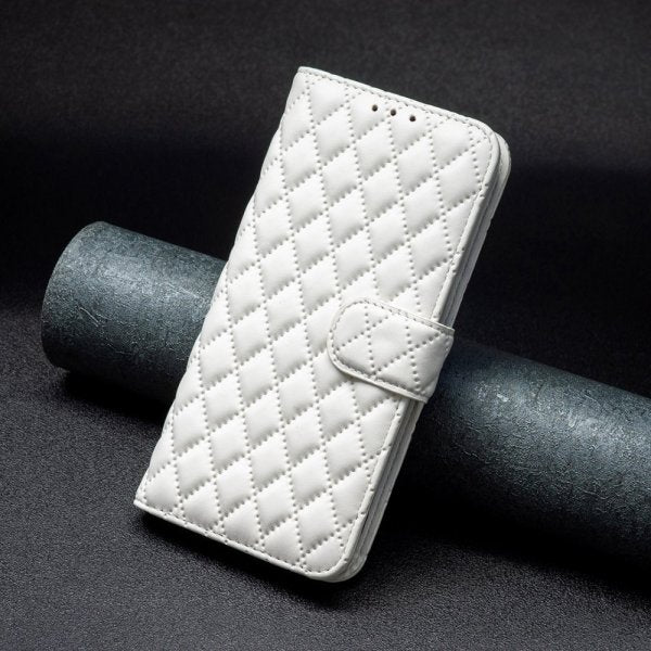 iPhone 14 Plus Etui Rombemønster Hvit