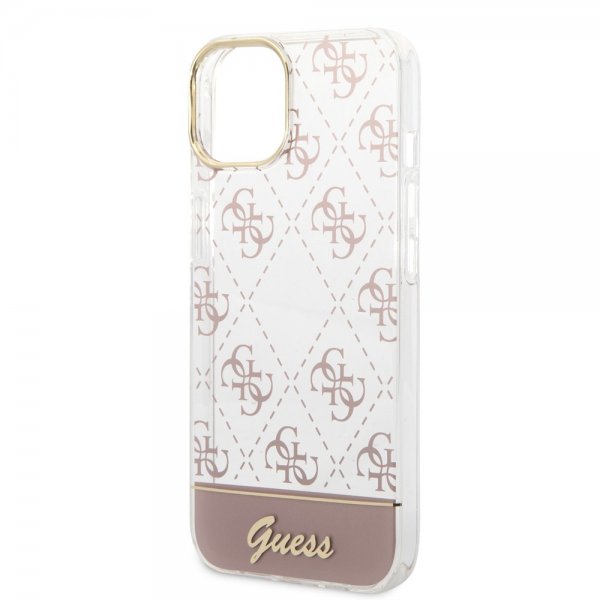 Guess iPhone 14 Plus Deksel Bottom Stripe Script Logo Rosa