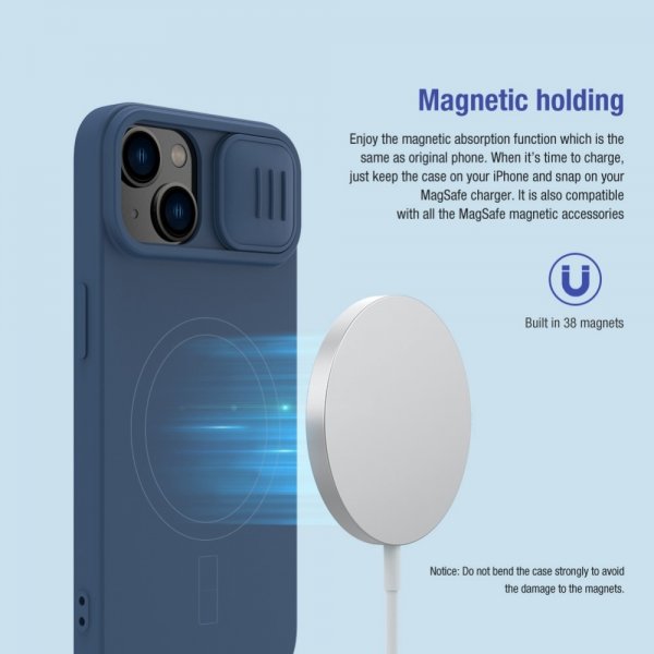 Nillkin iPhone 14 Plus Deksel CamShield Silky MagSafe Blå