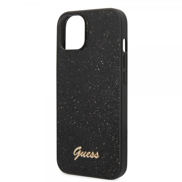 Guess iPhone 14 Plus Deksel Glitter Flakes Metal Logo Svart