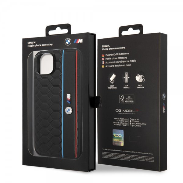BMW iPhone 14 Plus Deksel Hexagonal Pattern Svart