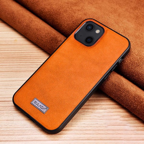 Sulada iPhone 14 Plus Deksel Skinntekstur Oransje