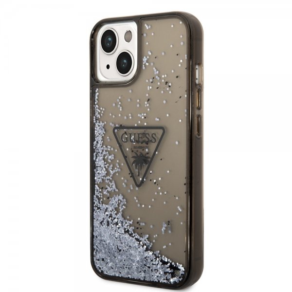 Guess iPhone 14 Plus Deksel Liquid Glitter Translucent Svart
