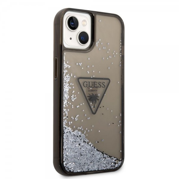 Guess iPhone 14 Plus Deksel Liquid Glitter Translucent Svart