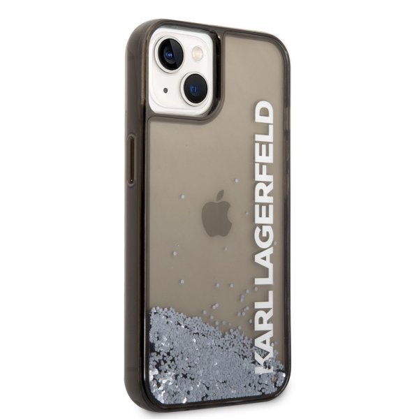 Karl Lagerfeld iPhone 14 Plus Deksel Liquid Glitter Translucent Svart