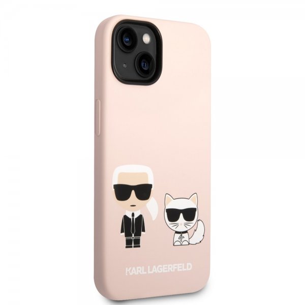 Karl Lagerfeld iPhone 14 Plus Deksel Liquid Silicone Karl & Choupette Rosa