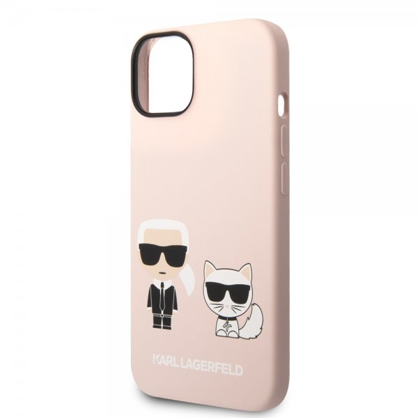 Karl Lagerfeld iPhone 14 Plus Deksel Liquid Silicone Karl & Choupette Rosa