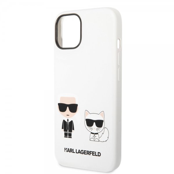 Karl Lagerfeld iPhone 14 Plus Deksel Liquid Silicone Karl & Choupette Hvit