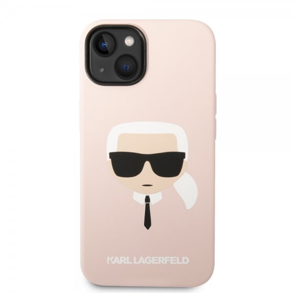 Karl Lagerfeld iPhone 14 Plus Deksel Liquid Silicone Karl MagSafe Rosa