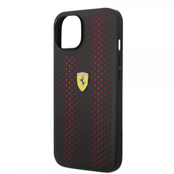 Ferrari iPhone 14 Plus Deksel Logo Perforert Rød