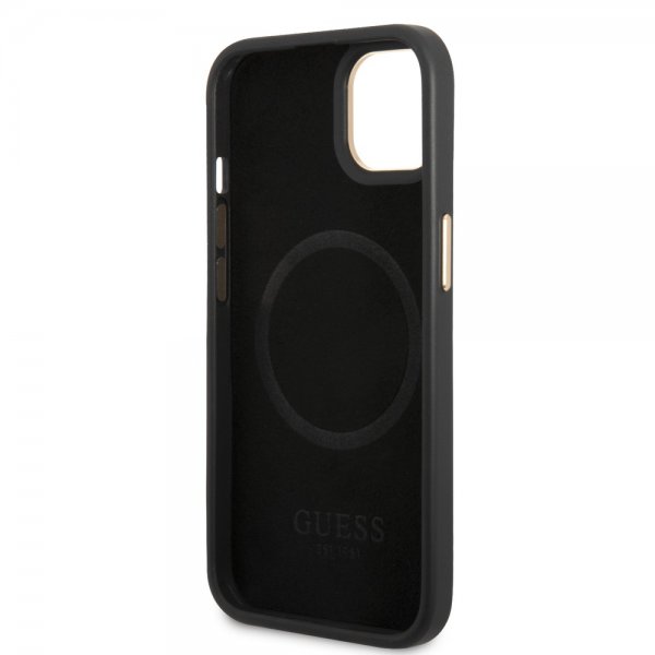 Guess iPhone 14 Plus Deksel Metal Plate Logo MagSafe Svart