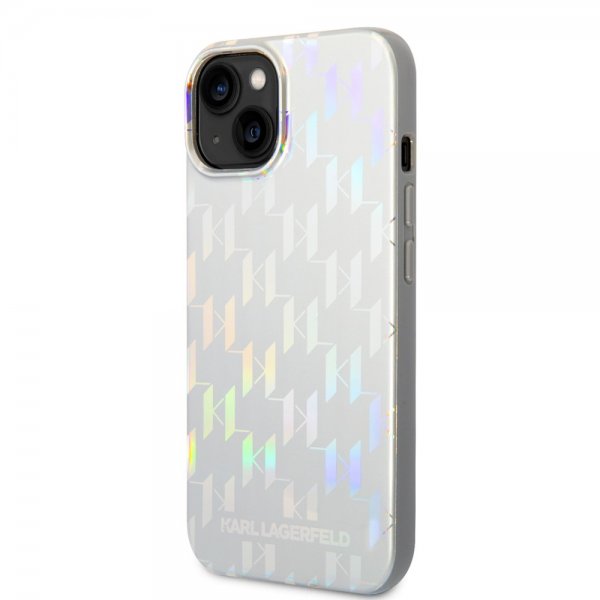 Karl Lagerfeld iPhone 14 Plus Deksel Monogram Iridescent Sølv